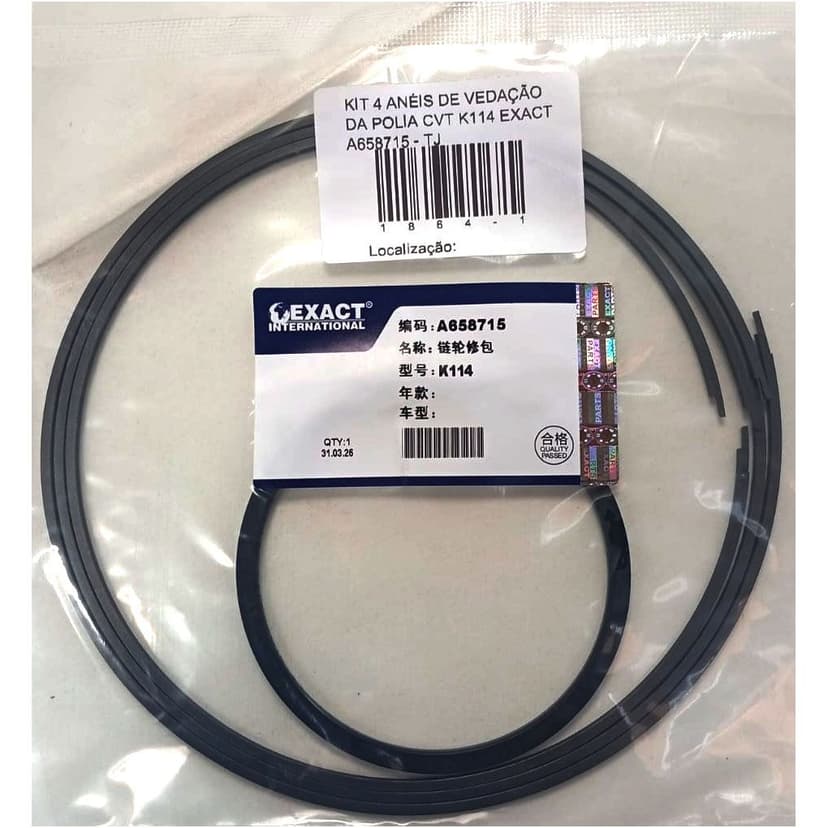 KIT 4 ANÉIS DE VEDAÇÃO DA POLIA CVT K114 EXACT A658715